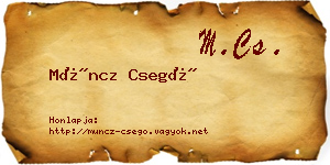 Müncz Csegő névjegykártya